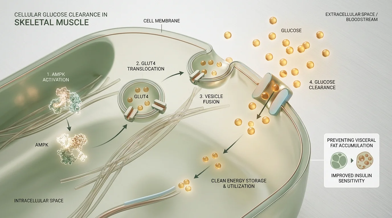 Cellular glucose clearance via AMPK and GLUT4 translocation in skeletal muscle